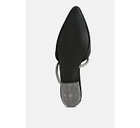 turnon velvet diamante detail flat mules