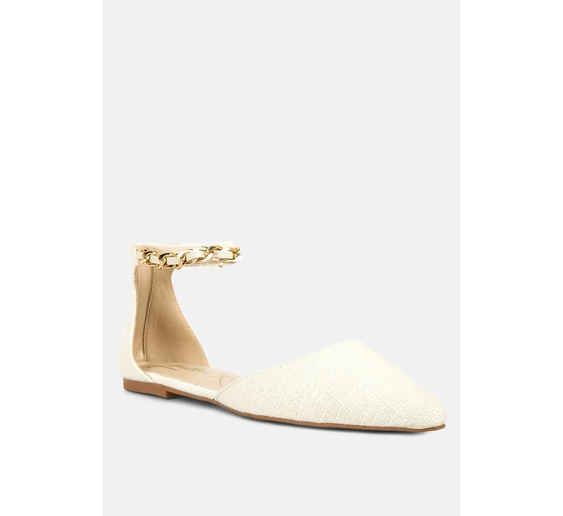Buqisi Chain Embellished Flat Sandals