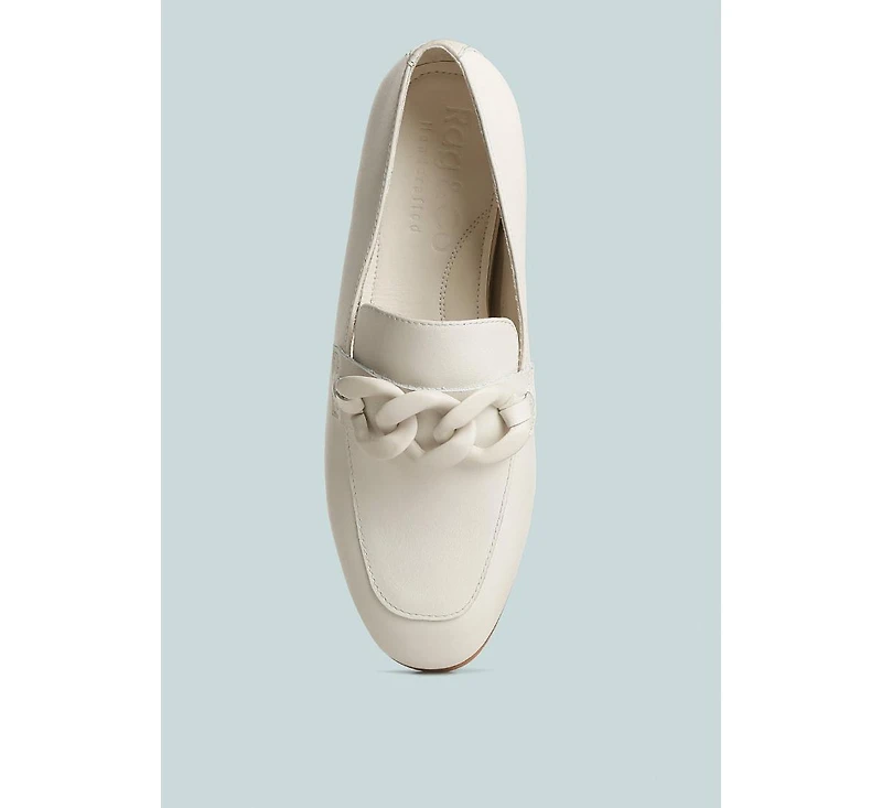 Merva Womens Chunky Chain Leather Loafers