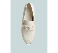 Merva Womens Chunky Chain Leather Loafers