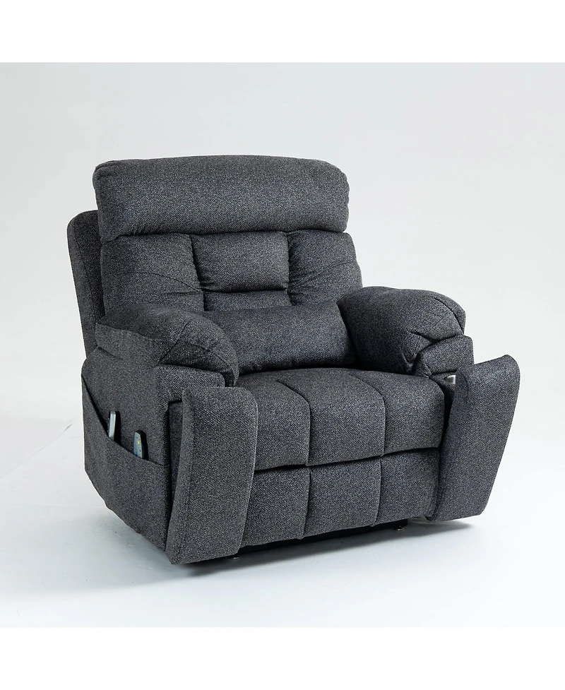 Boyel Living Velvet Electric Lift Recliner with Heating and Massage, Power Lift Sofa Chair with 2 Pocket Cup Holders, 2 Remote Controls, 4 Okin Motors