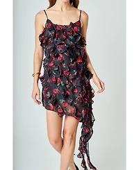 endless rose Women's Print Ruffled maxi Dress