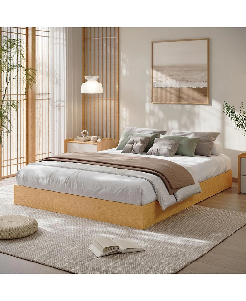 gaomon King Size Wood Platform Bed Frame, Solid Pine, Slats, No Box Spring Needed, Easy Assembly