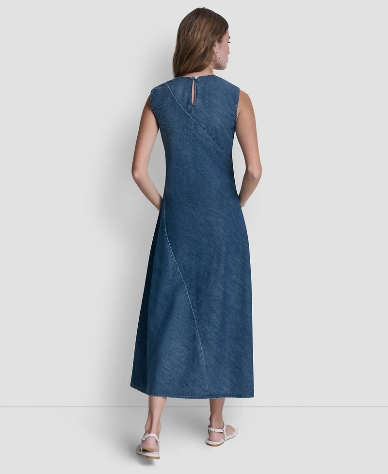 Dkny Jeans Women's Sleeveless Crewneck Bias Cut Dress