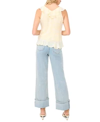 1.state Women's V-Neck Ruffle Sleeve Blouse