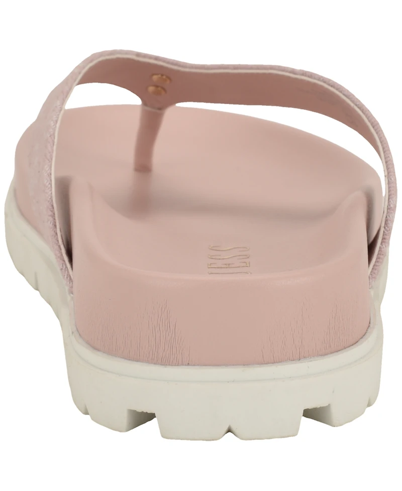 Guess Women's Davelle Lug Sole Logo Thong Sandals