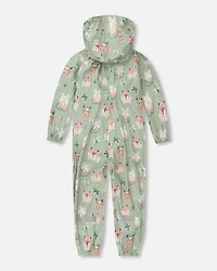 Deux par Baby Girls Polyurethane Frog Print Rain One-Piece