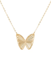 Macy's Textured Butterfly Frontal Pendant Necklace in 10k Yellow Gold