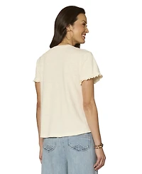 Democracy Petite Faggoting Detail Crewneck Top