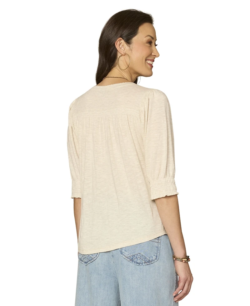 Democracy Petite Elbow-Sleeve Knit Top
