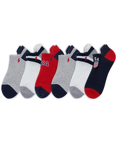Polo Ralph Lauren Men's Usa Logo Low-Cut Socks, 6-Pack