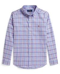 Polo Ralph Lauren Boys' 8-20 Plaid Performance Long-Sleeve Oxford Shirt