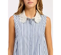 En Saison Women's Clara Sleeveless Button-Front Top