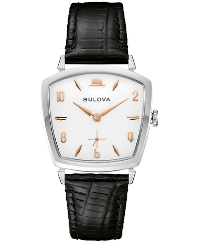 Bulova Men's Frank Sinatra I've Got You Under My Skin Black Leather Strap Watch 40mm