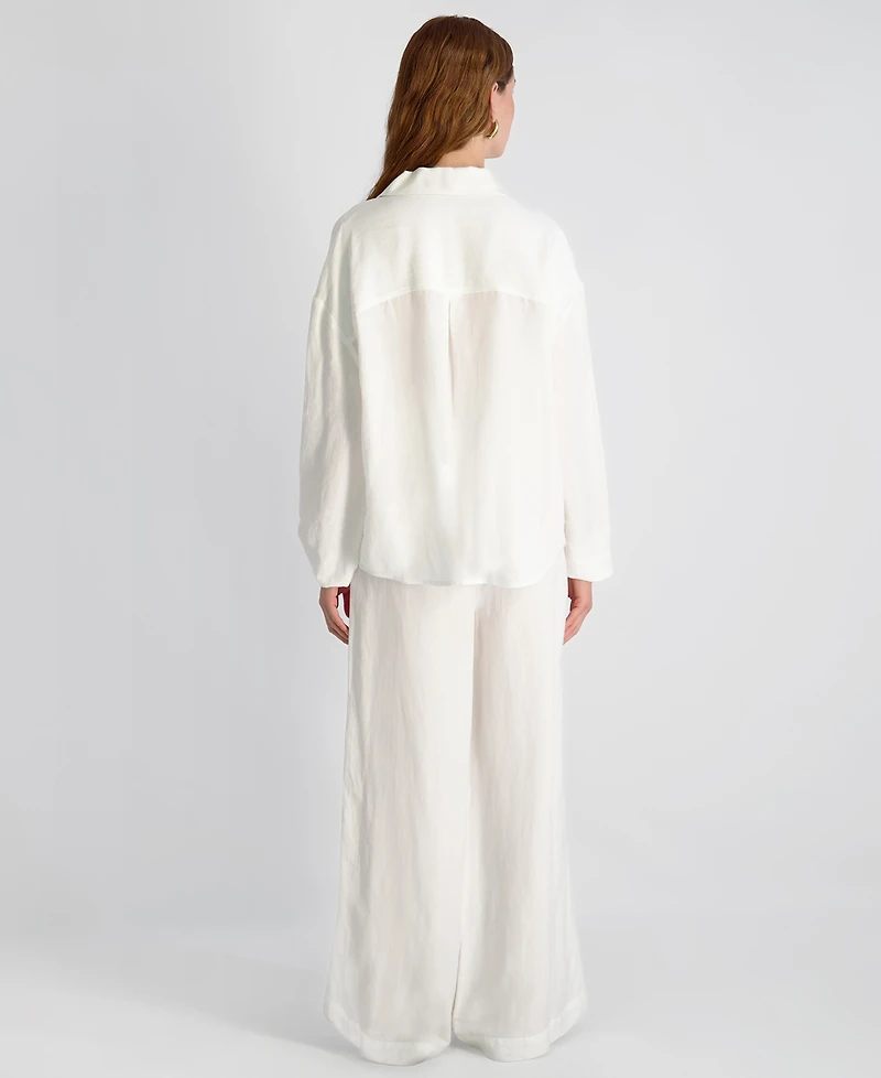 French Connection Women's Cooper Linen-Blend Wide-Leg Pants