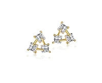 Rachel Glauber Brilliant Square Cz Triangle Earrings in 14K Gold Plated