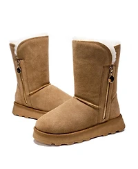 Pazstor Women's Shearling and Suede Winter Boots CY2466