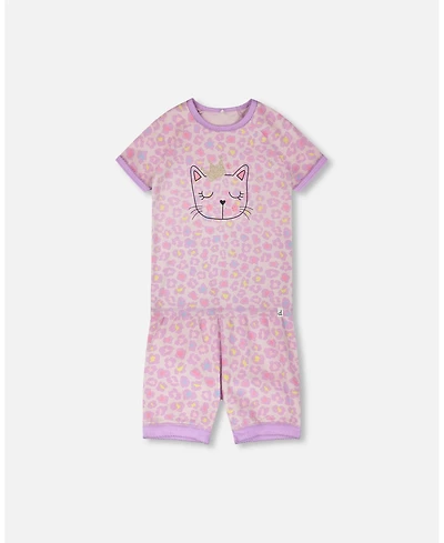 Deux par Baby Girl Cotton Two-Piece Pyjama Set Purple Animal Print