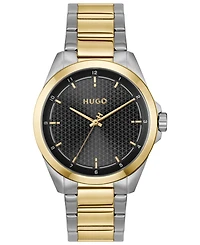 Hugo Boss Men's Seam Quartz Stainless Steel Ionic Plated Thin Gold Steel Watch, 42.5mm