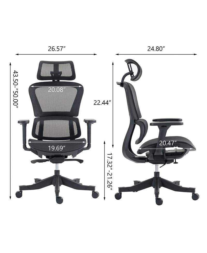 Boyel Living High Back Mesh Office Chair with 4D Armrests & Recline