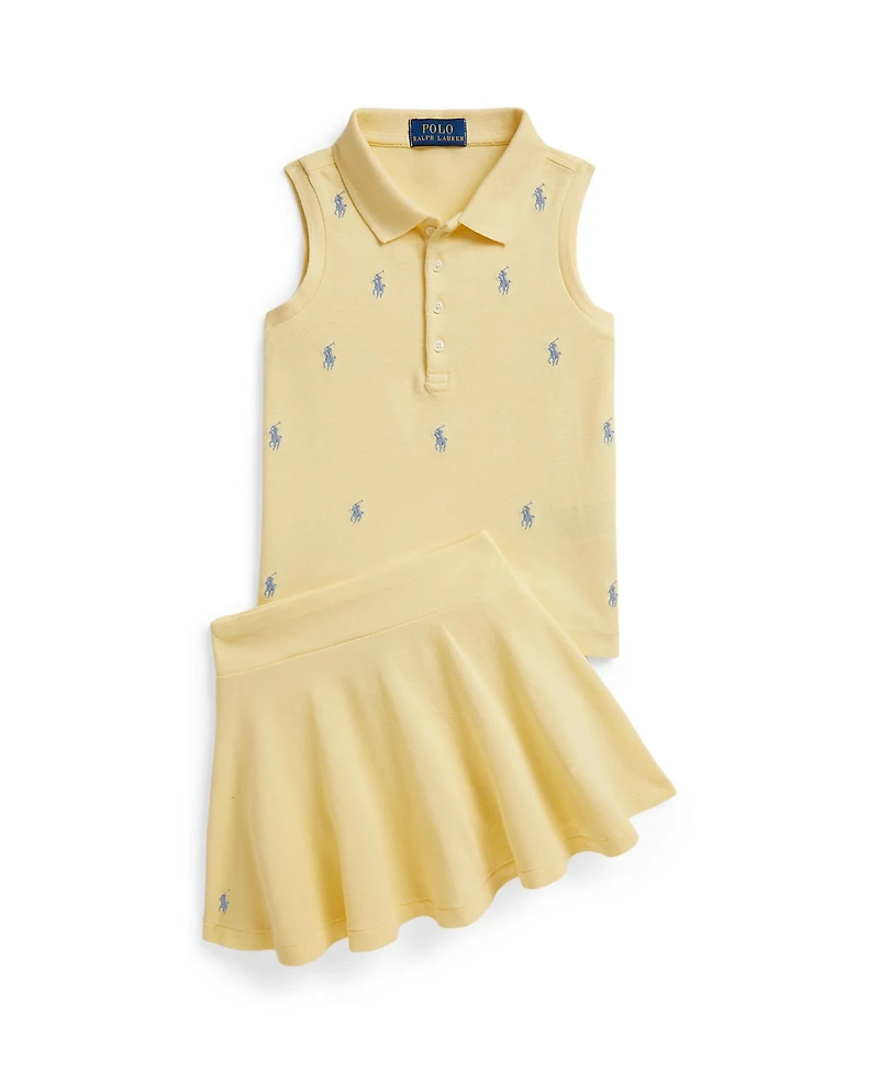 Polo Ralph Lauren Girls' 2-6X Stretch Mesh Four-Button Placket Shirt