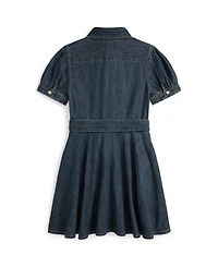Polo Ralph Lauren Girls' 2-6X Belted Indigo Button-Down Collar Denim Shirtdress