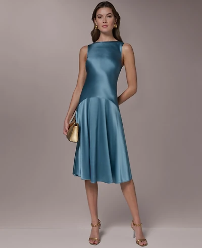 Donna Karan New York Women's Sleeveless Boat Neck Midi Dress