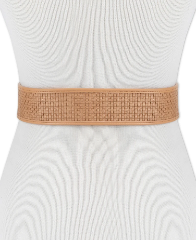 Calvin Klein Mini Box-Woven Leather Polished Buckle Belt