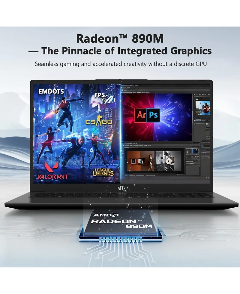 Nimo 17.3" Ai Laptop, Amd Ryzen 9 Hx 370(50 Tops Npu), Radeon 890M, 16GB Ram 1TB Ssd, DDR5, 144Hz, Pd 100W Usb-c 4.0,