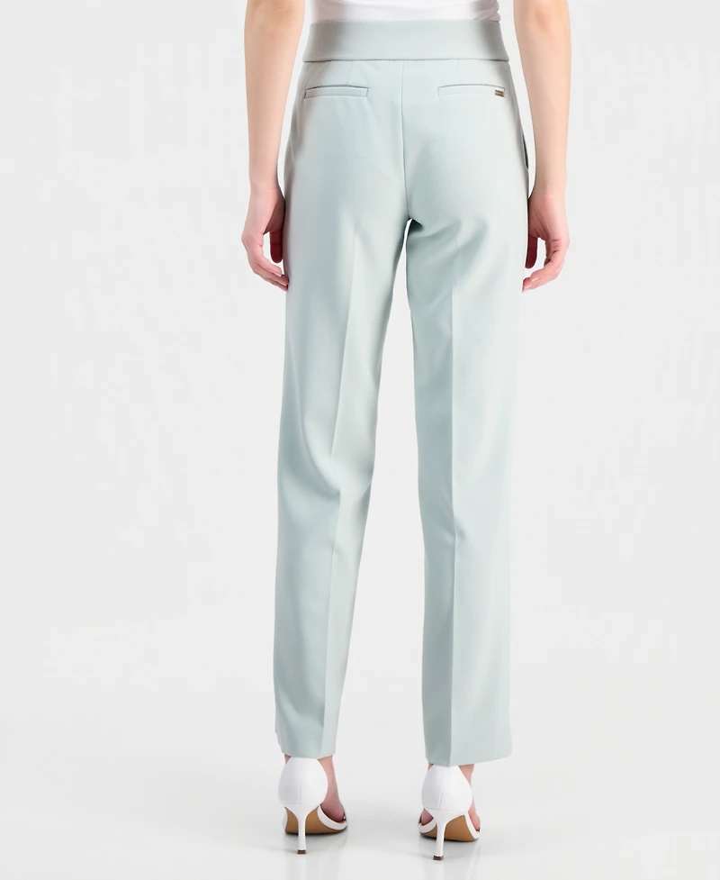 Anne Klein Women's Mid Rise Straight-Leg Pull-On Pants