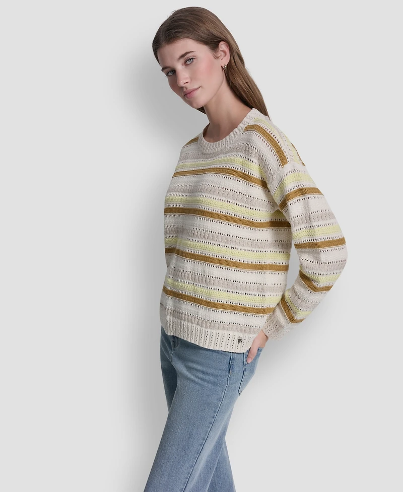 Dkny Jeans Petite Striped Crewneck Sweater
