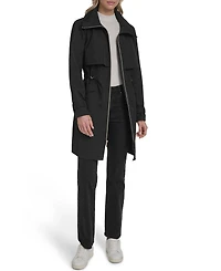 Cole Haan Signature Women's Zip Up Trench Coat With Stow Away Hood