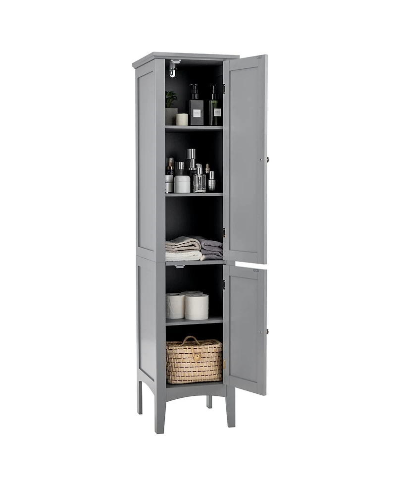 Volenca Tall Bathroom Storage Cabinet, Shutter Doors, Adjustable Shelf, Freestanding