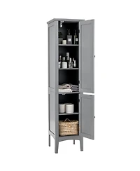 Volenca Tall Bathroom Storage Cabinet, Shutter Doors, Adjustable Shelf, Freestanding