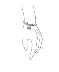 Bling Jewelry 2 Piece Best Friend Heart Charm Bracelet Pink Leather & Silver Clasp 6.5-8.5In