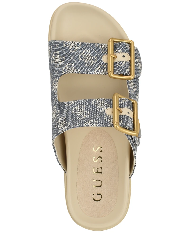 Guess Women's Fasten Double-Buckle Footbed Sandals