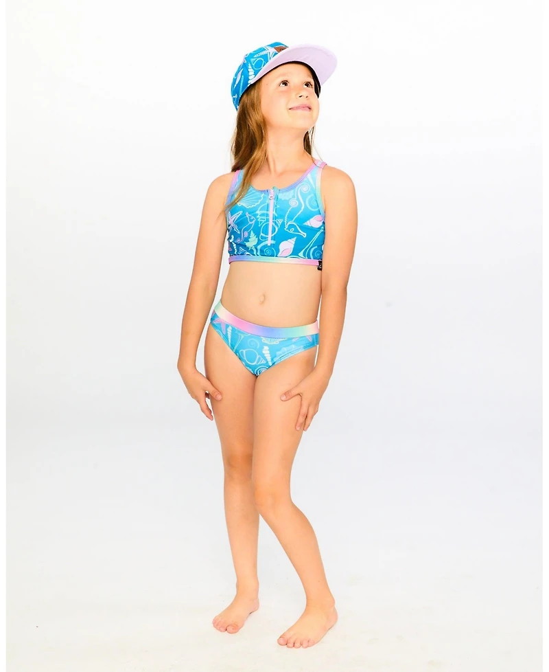 Deux par Deux Girl Two-Piece Swimsuit Blue Shell Print - Toddler|Child