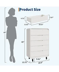 gaomon 5 Drawers Dresser for Bedroom, 48" Tall Modern Wooden Clothes Dresser with Large Wood Storage, Chest of Drawers for Living Room, Hallway