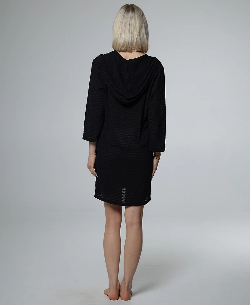 J Valdi Women's Long-Sleeve V-Neck Cover-Up Hoodie