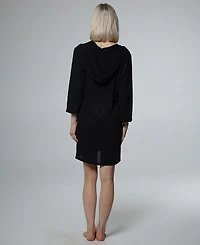 J Valdi Women's Long-Sleeve V-Neck Cover-Up Hoodie