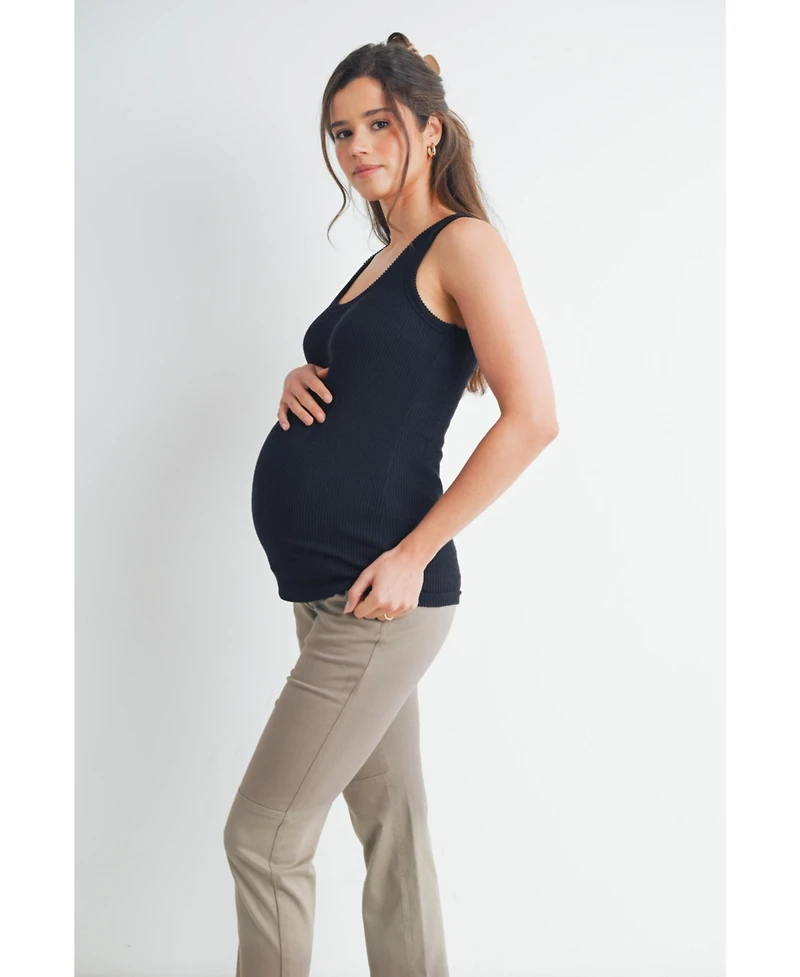 Hello Miz Maternity Ribbed Scoop Neck Tank Top