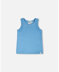 Deux par Deux Toddler Girls Rib Tank Top Blue - Toddler|Child