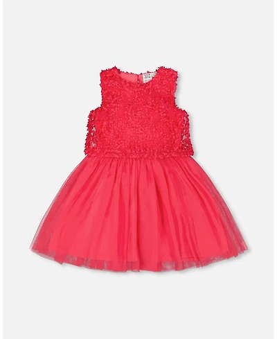 Deux par Deux Big Girls Sleeveless Textured Rosette Dress Pink