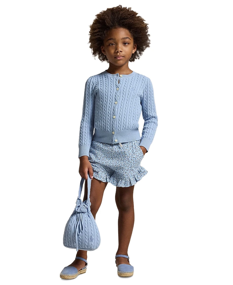 Polo Ralph Lauren Girls' 2T-6X Mini-Cable Front-Button Cardigan