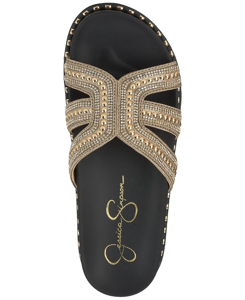 Jessica Simpson Women's Colyve Studded Footbed Slip-On Sandals