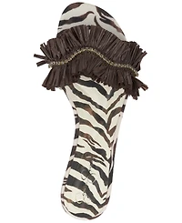 Jessica Simpson Women's Danive Raffia Fringe Flat Slide Sandals