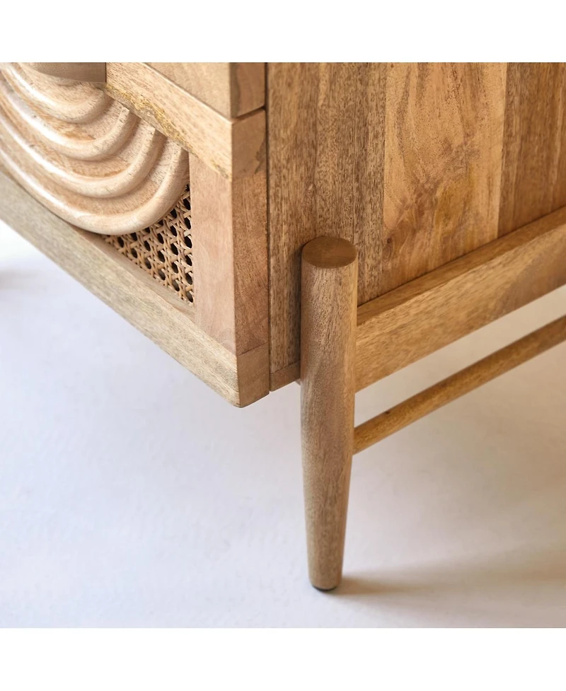Tikamoon Solid mango wood and rattan bedside table