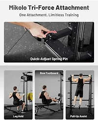 Mikolo Smith Machine, 2200lbs Squat Rack with Lat-Pull Down System & Cable Crossover Training Equipment Leg Hold-Down Attachment