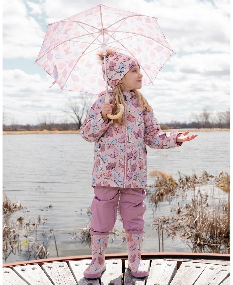 Deux par Baby Girls 3-in-1 Two-Piece Mid-Season Outerwear Set with Printed Butterflies