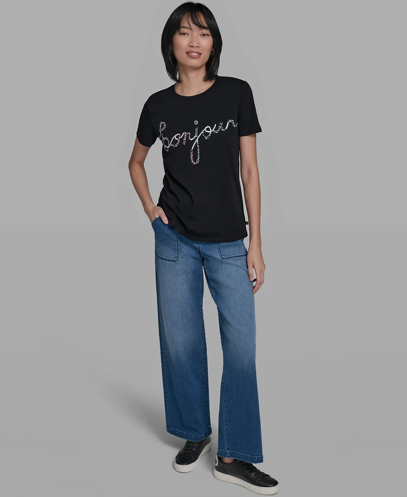 Karl Lagerfeld Paris Women's Crew Neck Sunglasses T-Shirt